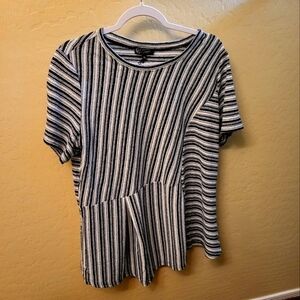 DG2 black and white asymmetrical stripped blouse XL NWT